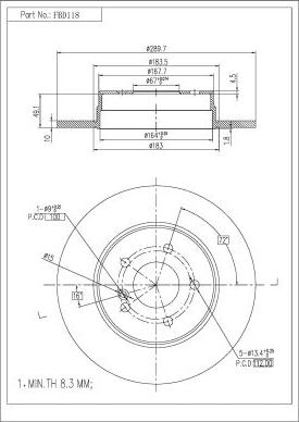 FI.BA FBD118 - Спирачен диск vvparts.bg