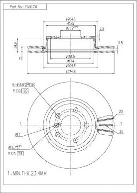 FI.BA FBD176 - Спирачен диск vvparts.bg