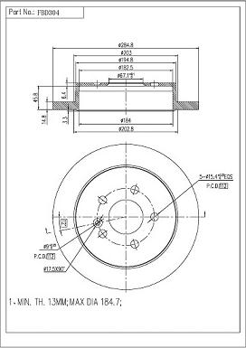 FI.BA FBD304 - Спирачен диск vvparts.bg