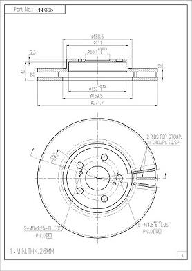 FI.BA FBD305 - Спирачен диск vvparts.bg