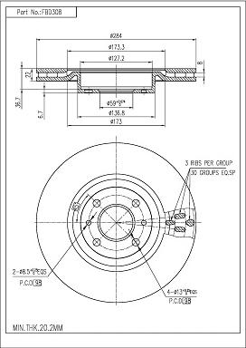 FI.BA FBD308 - Спирачен диск vvparts.bg