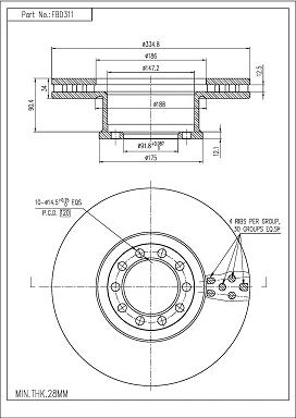 FI.BA FBD311 - Спирачен диск vvparts.bg