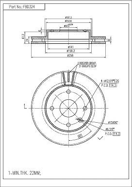 FI.BA FBD324 - Спирачен диск vvparts.bg