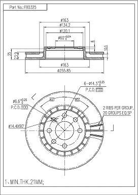 FI.BA FBD325 - Спирачен диск vvparts.bg