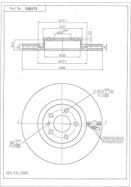 FI.BA FBD375 - Спирачен диск vvparts.bg