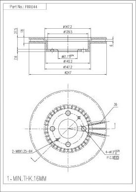 FI.BA FBD244 - Спирачен диск vvparts.bg