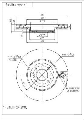 FI.BA FBD245 - Спирачен диск vvparts.bg