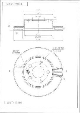 FI.BA FBD215 - Спирачен диск vvparts.bg