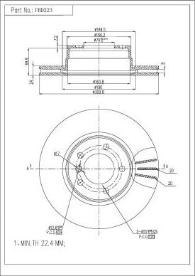 FI.BA FBD223 - Спирачен диск vvparts.bg