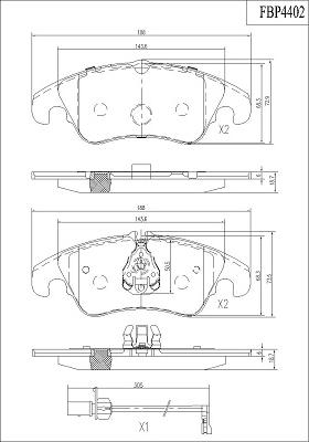 FI.BA FBP4402 - Комплект спирачно феродо, дискови спирачки vvparts.bg