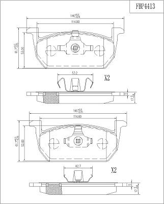 FI.BA FBP4413 - Комплект спирачно феродо, дискови спирачки vvparts.bg