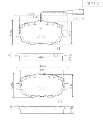 FI.BA FBP4412 - Комплект спирачно феродо, дискови спирачки vvparts.bg