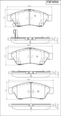 FI.BA FBP4094 - Комплект спирачно феродо, дискови спирачки vvparts.bg