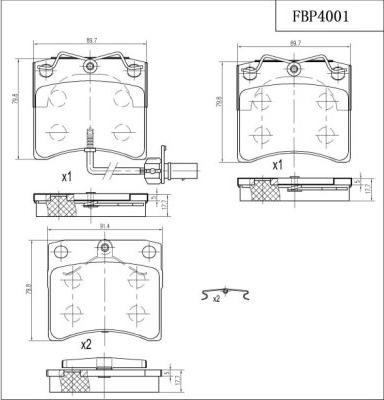 FI.BA FBP4001 - Комплект спирачно феродо, дискови спирачки vvparts.bg