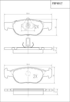 FI.BA FBP4017 - Комплект спирачно феродо, дискови спирачки vvparts.bg