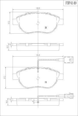 FI.BA FBP4149 - Комплект спирачно феродо, дискови спирачки vvparts.bg