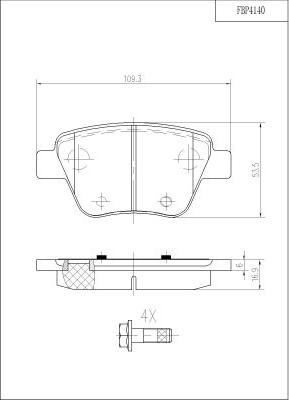 FI.BA FBP4140 - Комплект спирачно феродо, дискови спирачки vvparts.bg