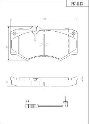 FI.BA FBP4143 - Комплект спирачно феродо, дискови спирачки vvparts.bg