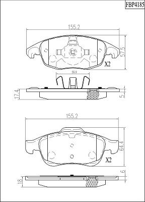 FI.BA FBP4185 - Комплект спирачно феродо, дискови спирачки vvparts.bg