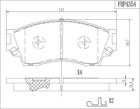 FI.BA FBP4354 - Комплект спирачно феродо, дискови спирачки vvparts.bg