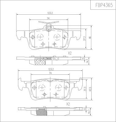 FI.BA FBP4365 - Комплект спирачно феродо, дискови спирачки vvparts.bg