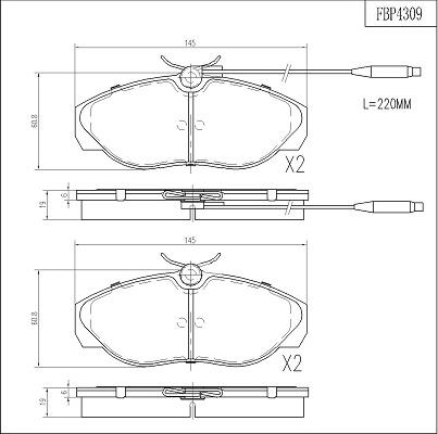 FI.BA FBP4309 - Комплект спирачно феродо, дискови спирачки vvparts.bg