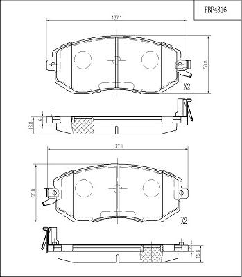 FI.BA FBP4316 - Комплект спирачно феродо, дискови спирачки vvparts.bg