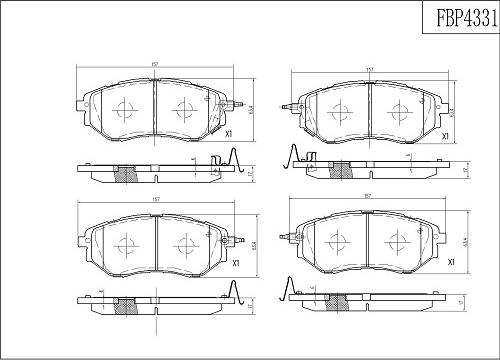 FI.BA FBP4331 - Комплект спирачно феродо, дискови спирачки vvparts.bg