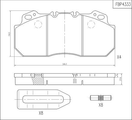 FI.BA FBP4333 - Комплект спирачно феродо, дискови спирачки vvparts.bg