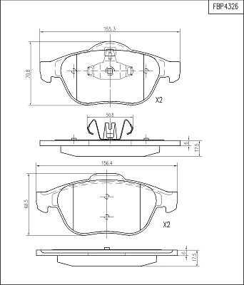 FI.BA FBP4326 - Комплект спирачно феродо, дискови спирачки vvparts.bg