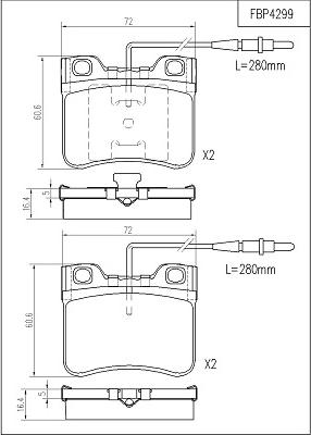 FI.BA FBP4299 - Комплект спирачно феродо, дискови спирачки vvparts.bg