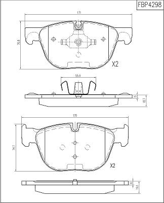 FI.BA FBP4298 - Комплект спирачно феродо, дискови спирачки vvparts.bg