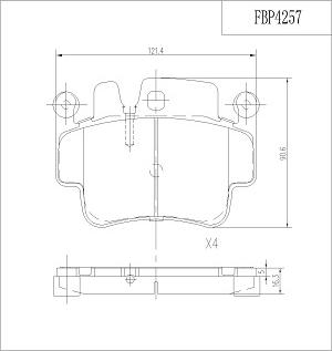 FI.BA FBP4257 - Комплект спирачно феродо, дискови спирачки vvparts.bg