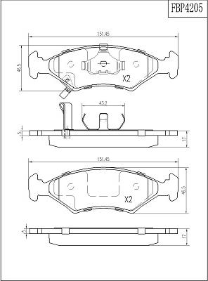 FI.BA FBP4205 - Комплект спирачно феродо, дискови спирачки vvparts.bg