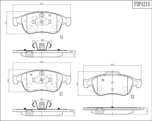 FI.BA FBP4215 - Комплект спирачно феродо, дискови спирачки vvparts.bg