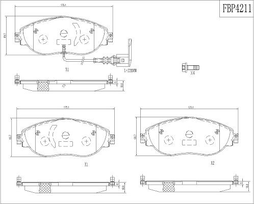 FI.BA FBP4211 - Комплект спирачно феродо, дискови спирачки vvparts.bg