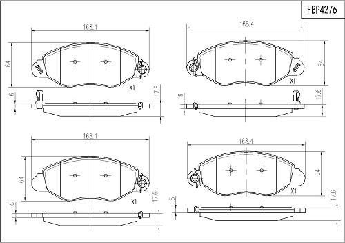 FI.BA FBP4276 - Комплект спирачно феродо, дискови спирачки vvparts.bg