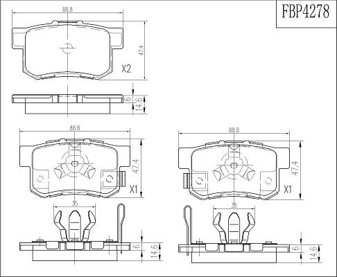 FI.BA FBP4278 - Комплект спирачно феродо, дискови спирачки vvparts.bg