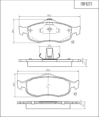 FI.BA FBP4273 - Комплект спирачно феродо, дискови спирачки vvparts.bg