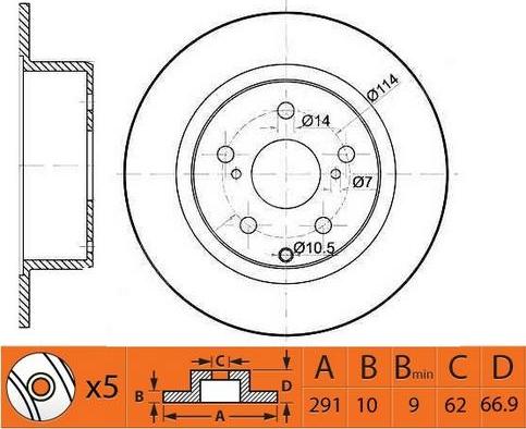 DJ Parts BD1455 - Спирачен диск vvparts.bg