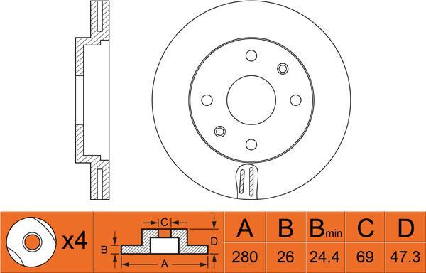 FIT FR0343V - Спирачен диск vvparts.bg