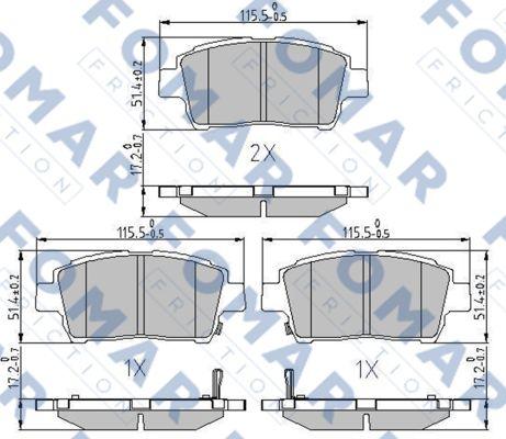 FOMAR Friction FO 909381 - Комплект спирачно феродо, дискови спирачки vvparts.bg