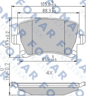 FOMAR Friction FO 912381 - Комплект спирачно феродо, дискови спирачки vvparts.bg