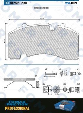 FOMAR Friction FO 917581 - Комплект спирачно феродо, дискови спирачки vvparts.bg