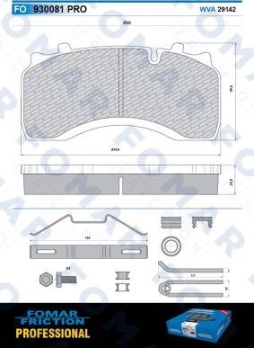 FOMAR Friction FO 930081 - Комплект спирачно феродо, дискови спирачки vvparts.bg