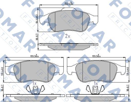 FOMAR Friction FO 931481 - Комплект спирачно феродо, дискови спирачки vvparts.bg