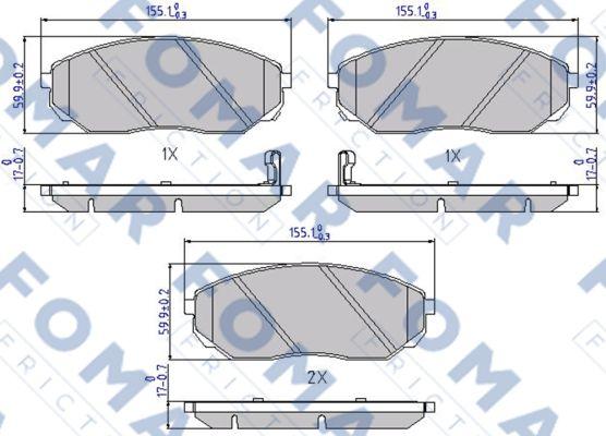 FOMAR Friction FO 931881 - Комплект спирачно феродо, дискови спирачки vvparts.bg