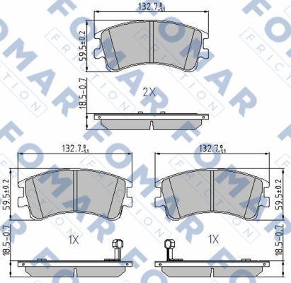 FOMAR Friction FO 924981 - Комплект спирачно феродо, дискови спирачки vvparts.bg