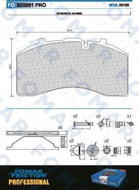 FOMAR Friction FO 925981 - Комплект спирачно феродо, дискови спирачки vvparts.bg