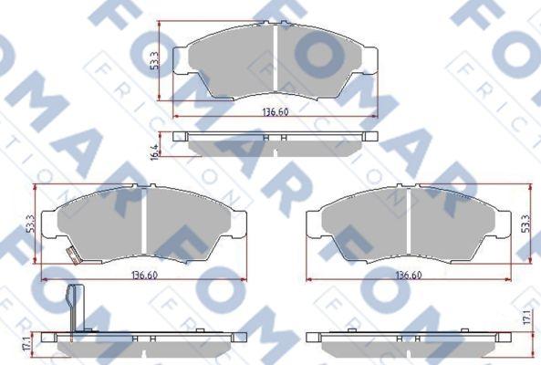 FOMAR Friction FO 923881 - Комплект спирачно феродо, дискови спирачки vvparts.bg